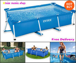 Paddling Pool Family Swimming Framed Rectangle Garden Fun Summer Patio Large New Summer Patio Family Swimming Pool