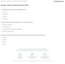 Nov 04, 2020 · krav maga, hebrew for contact combat, is easily one of the best martial arts for self defense in the world. Karate Quiz Worksheet For Kids Study Com