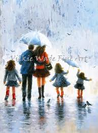 Family Art Print Three Daughters Father Mother Three Girls Etsy Family Art Family Art Print Family Wall Art