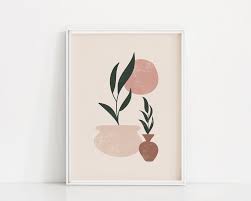 Plants In Pots Art Print Blush Pink Poster Pink Color Etsy Plant Painting Art Print Gifts Plant Art Print