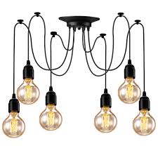 Brand new for mr j designs these spider lights are right on trend 8 bulb base spider light pendant light, ceiling octopus hanging kitchen island downlight bedroom. Asnxcju Industrial Pendant Lighting 6 Heads Adjustable Diy Vintage Style Spider Semi Flush Mount Ceiling Light Hanging Lamp Fixture For Dining Room Kitchen Bedroom Buy Online In Aruba At Aruba Desertcart Com Productid