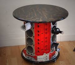 Ford Mustang 5 Liter V8 Engine Block Coffee Table With Wine Holder Home Chunk Car Part Furniture Car Furniture Automotive Furniture