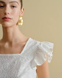 Blusa tela bordada cuello cuadrado caruso Candy