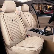 Pink丨black丨blue丨beige丨coffee Streamlined Design Pure Colour Flax Material Universal Fit Car Seat Covers Car Seats Fit Car Streamline Design