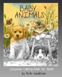 Size of book 8x11 like magazine. Amazon Com Baby Animals Grayscale Coloring Book For Adults 9798604592977 Sanderson Ruth Books