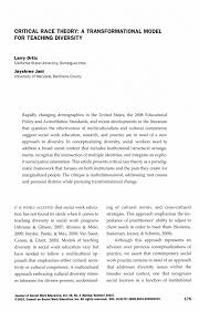 Critical race theorists do not merely look at racial questions. Pdf Critical Race Theory A Transformational Model For Teaching Diversity