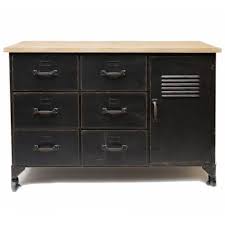 L94 x p94 x h90 cm poids : Bahut Industriel Style Casier Meuble Rangement Tiroir Buffet Usine En Metal Gris Noir Et Bois 41x76x107 5cm L Heritier Du Temps