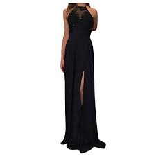 Offriamo diverse selezioni di vestito lungo di moda ma a buon mercato per qualsiasi occasione. Lulupi Donna Abito Da Sera Lungo Elegante Chiffon Con Spacco Vestito Allacciato Al Collo Vestito Lungo Allacciato Al Collo Design A Pieghe