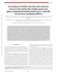 PDF) Correlation of ADCC activity with cytokine release induced by the  stably expressed, glyco-engineered humanized Lewis Y-specific monoclonal  antibody MB314