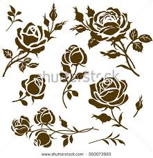 Vector Flower Icon Set Of Decorative Rose Silhouettes Vintage Roses And Buds Rose Stencil Flower Icons Vector Flowers