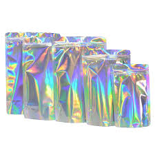 Printing Zipper Plastic Mylar Foil Ziplock Packaging Hologram Laser Holographic Stand Up Zip Pouch Bag For Custom View Aluminum Foil Bag Free Brand Plastic Ba Small Business Packaging Ideas Holographic Packaging