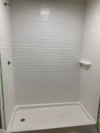 Our Stripe Cultured Marble Shower Wall Surround 3 Panel Kit Bathtub And Shower Wall Surrounds Shower Wall Kits Marble Shower Walls Cultured Marble Shower Walls