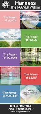 Free Printable Harness The Power Within Power Thought Cards Sign Up To Download Mary Shores Hay House Author Life Affirmations Words
