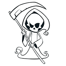 Ava browne coloring books | secret village halloween coloring book, . Cute Cartoon Grim Reaper With Scythe Isolated On White Cute Halloween Skeleton Death Character Outlines Stock Vector Illustration Of Dead Artwork 97729788
