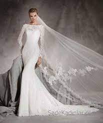 2019 Pronovias Balik Gelinlik Modelleri Uzun Kollu Kayik Yaka Komple Dantel Kuyruk Detayli Kiyafet Kombinleri Gelin Elbisesi Dantel Gelinlik Gelinlik