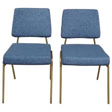 2 West Elm Heathered Blue Wire Frame Dining Accent Chairs Williams Sonoma Mcm For Sale At 1stdibs