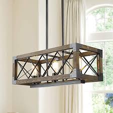Island Light Fixtures Rectangular Wood Farmhouse Chandelier For Dining Rooms 3 Lights Kitchen Island Lighting Walmart Com Walmart Com
