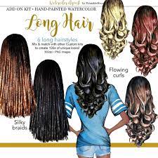 Long Hair Clipart Girls Hairstyles Best Friend Custom Portrait Etsy In 2021 Long Hair Styles Hair Clipart Hair Styles