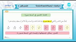 السادس الابتدائي الفصل الدراسي الأول 1438 رياضيات تبسيط الكسور الاعتيادية
