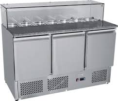 Atosa Esl 3864 Fridge Three Door Open Glass Top Marble Saladette 1 3 Gn Pans Solid Doors Commercial Catering Equipment Home Appliances