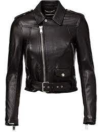 Saint Laurent Classic Biker Jacket L Eclaireur Farfetch Com Leather Jackets Women Long Sleeve Leather Dress Asymmetrical Leather Jacket