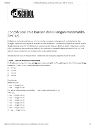 Maybe you would like to learn more about one of these? Contoh Soal Pola Barisan Dan Bilangan Matematika Smp 2 Idschool