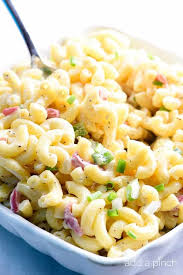 Elbow macaroni noodles, uncooked · 1/4 cup diced celery · 1/4 cup diced red onion · 1/2 cup diced red bell pepper · 1/2 cup . Southern Macaroni Salad Recipe Add A Pinch