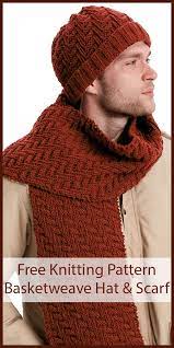 Free Knitting Pattern For Basketweave Hat And Scarf Set Mens Scarf Knitting Pattern Mens Knitted Scarf Hat And Scarf Sets