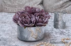 Silk rose flower petals engagement wedding decoration confetti table party. Luxury Silk Purple Roses In Vase Preserved Floral Arrangements Silk Flowers