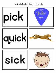 Find the picture for each word. Ick Match Words Worksheets