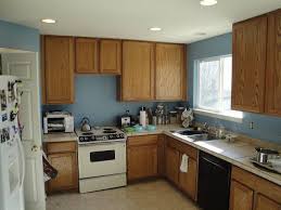 Oak Kitchen Cabinets Blue Walls Blue Kitchen Walls Oak Cabinets Painting Oak Cabinets