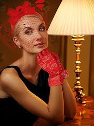 Buy Bowknot Fascinator Hat Feathers Veil Mesh Headband and Short Lace  Gloves Floral Lace Gloves (Red) at Amazon.in