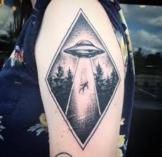 Dotwork smoking alien tattoo design for leg calf. Latest Alien Abduction Tattoos Find Alien Abduction Tattoos