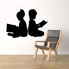 enfants avec des livres wall vinyl decal school education etsy autocollants muraux en vinyle mur de livre stickers en vinyle