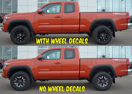 Check out the full specs of the 2018 toyota tacoma trd off road, from performance and fuel economy to colors and materials. Tacoma 16 Wheel Decal Trd Off Road 2016 Shinegraffix Com