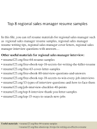 Managed 4 distributor managers, 2 sales executives, 3 distributor sales reps. Top 8 Regional Sales Manager Resume Samples