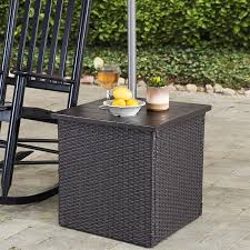 Fern umbrella hole zip round vinyl fitted dining tablecloth patio picnic cover ideal for covering your outdoor table, this table cover will work out perfectly well on your patio. Amazon Com Sunjoy A210000602 Vanessa Combination Umbrella Stand Side Table Brown Garden Outdoor