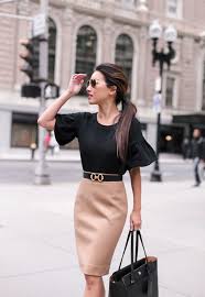 Black Petite Top Hermes Belt Pencil Skirt Dressy Fall Outfit Chic Work Outfit Fall Outfits For Work Dressy Fall Outfits