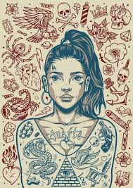 60 ready to print vector files will make your design project unique and outstanding. Vintage Tattoos Monochrome Poster Of Pretty Chicano Girl With Royalty Free Cliparts Vectors And Stock Illustration Image 159279950