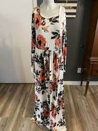 REBORN J Long Sleeve Floral Maxi Dress Women's Size L Pockets! | eBay