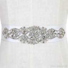 Romantic Pearls Rhinestones Cheap Wedding Sashes Belt 2019 White Ivory For Bride Wedding Belt Sash Satin Hig Rhinestone Wedding Wedding Accessories Bridal Belt