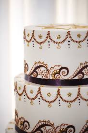 3 Tier Wedding Cake Bold Modern Elegant Intricate Hand Piped Henna Design Indian American W Indian Wedding Cakes Tiered Wedding Cake Purple Wedding Cakes
