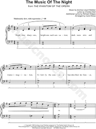 Piano sheet is arranged for piano and available in easy and advanced versions. Andrew Lloyd Webber The Music Of The Night Sheet Music Easy Piano In G Major Transposable Download Print Sku Mn0088349