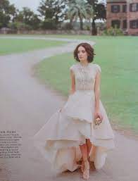 Lovely Draped Wedding Dress With Lace Hem Pretty Beaded Cap Sleeved Top High Low Hem Wedding Dresses High Low Short Wedding Dress Short Sleeve Wedding Dress