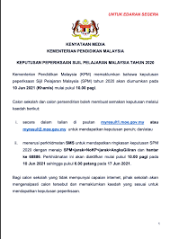 Semakan ini hanyalah paparan ringkas keputusan. Themalaysianinsight On Twitter Kpm Memaklumkan Keputusan Peperiksaan Spm2020 Akan Diumumkan Pada 10hb Jun 2021 Khamis Mulai Pukul 10 00 Pagi Calon Sekolah Calon Persendirian Boleh Membuat Semakan Keputusan Melalui Kaedah Berikut Https T Co