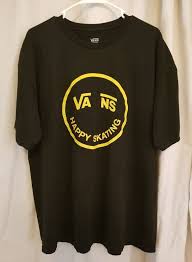 Black And Yellow T Shirt Mens Vintage Vans Mens Xl Happy Face Skating Tee Shirt Black Yellow Vans Skate Shirt Vans Graphictee Yellow Vans Skate Shirts Mens Xl
