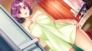 sumeragi kohaku, naruse kaori (doukyuusei), doukyuusei, doukyuusei  (series), game cg, highres, official art, 1girl, breasts, cleavage, closed  mouth, collarbone, dutch angle, earrings, hair between eyes, indoors,  jewelry, large breasts, nail polish, naked