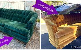 Spray a hidden area of the couch upholstery, such as the underside of a cushion, to test the color and adherence of the paint. How To Paint A Couch Or Upholstery Debis Design Diary