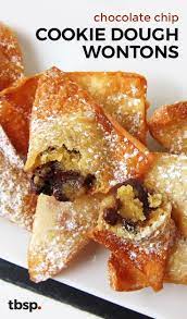 Chocolate Chip Cookie Dough Wontons Recipe Desserts Dessert Recipes Chip Cookies