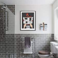 Spiderman On The Toilet Spiderman Poster Bathroom Art Humor Etsy Funny Bathroom Art Spiderman Poster Toilet Art